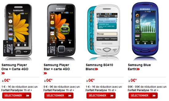 samsung player one + player star+ B3410 blanc blue earth
