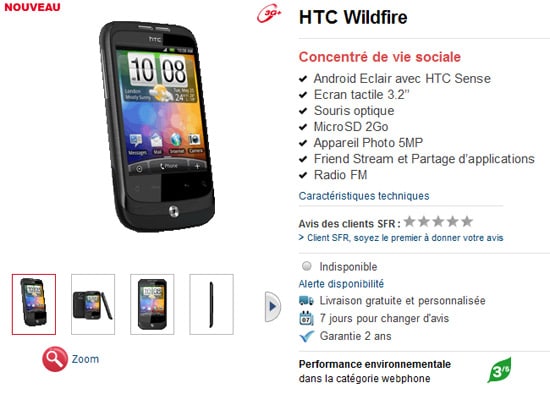 htc wildfire sfr