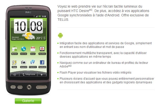 htc desire telus