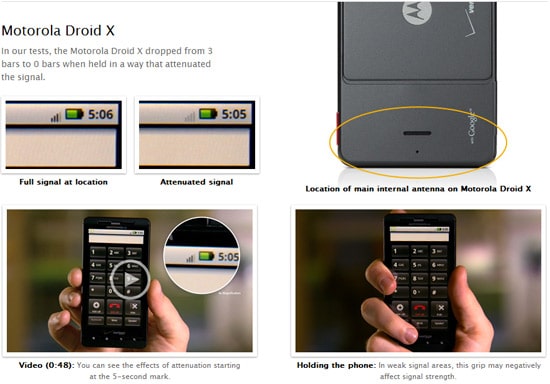 motorola droid x signal