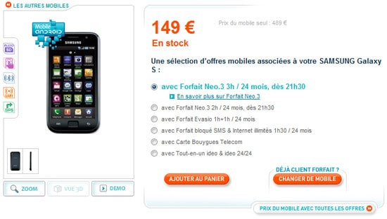 samsung galaxy s bouygues telecom