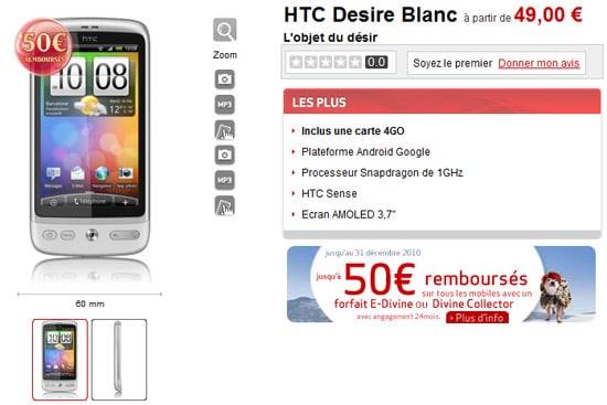 htc desire blanc virgin mobile