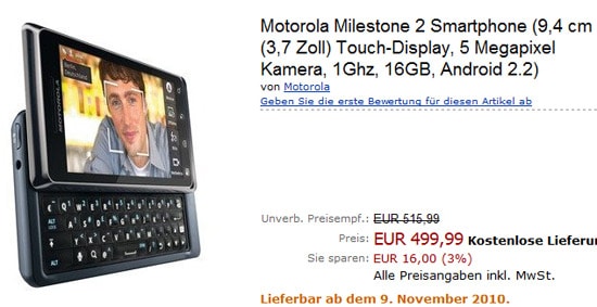 motorola milestone 2 amazon