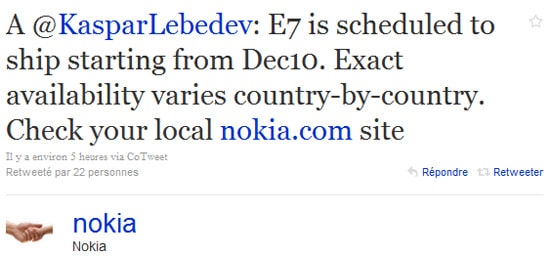 nokia e7 twitter