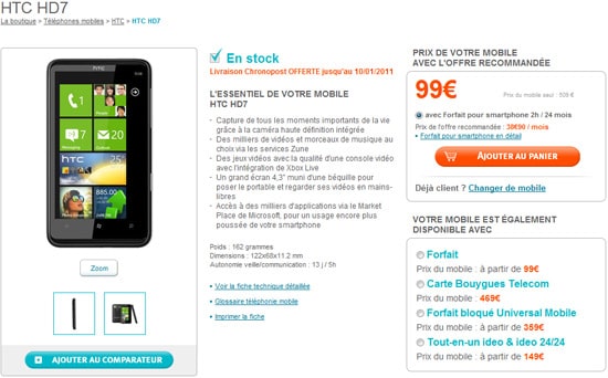 htc hd7 bouygues telecom