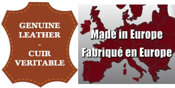 logo cuir véritable et logo made in europe