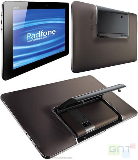 différentes vues du padfone tablette et smartphone