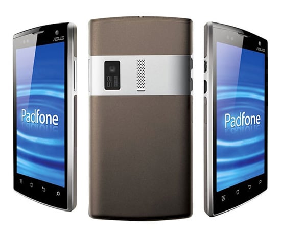 smartphone padfone de face de profil et de dos