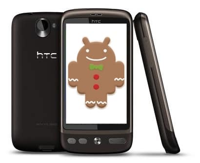 htc desire plusieurs vues avec mascotte android gingerbread