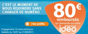 ODR bouygues telecom de 80€ sur tout en un ideo