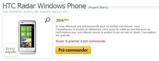 HTC Radar chez Expansys