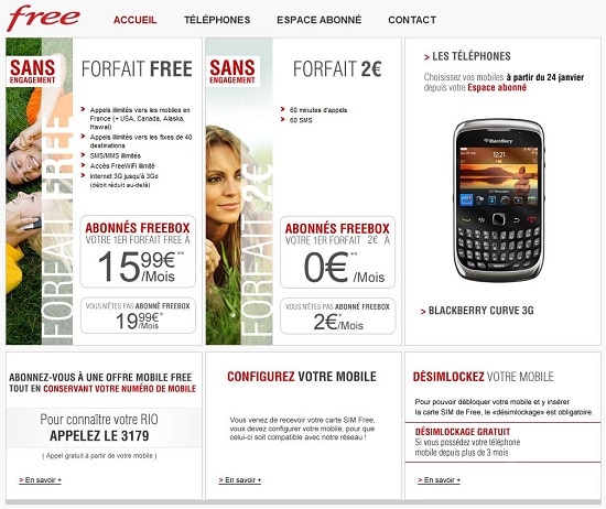 Page Accueil Free Mobile